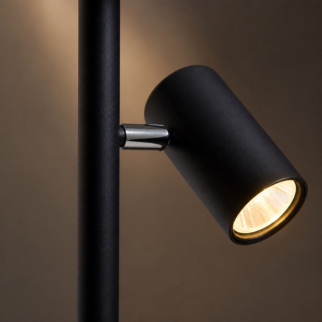 Modern Black Metal Swivel-Head Floor Lamp
