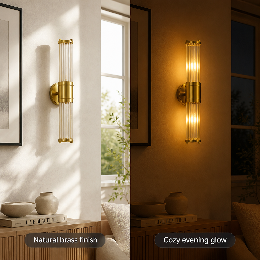 Modern Brass Crystal LED Dimmable Wall Sconce