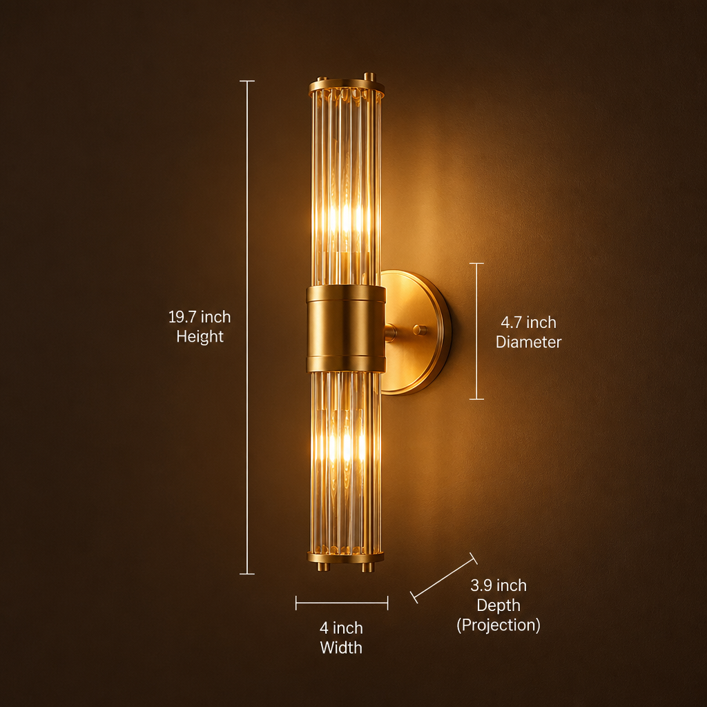 Modern Brass Crystal LED Dimmable Wall Sconce