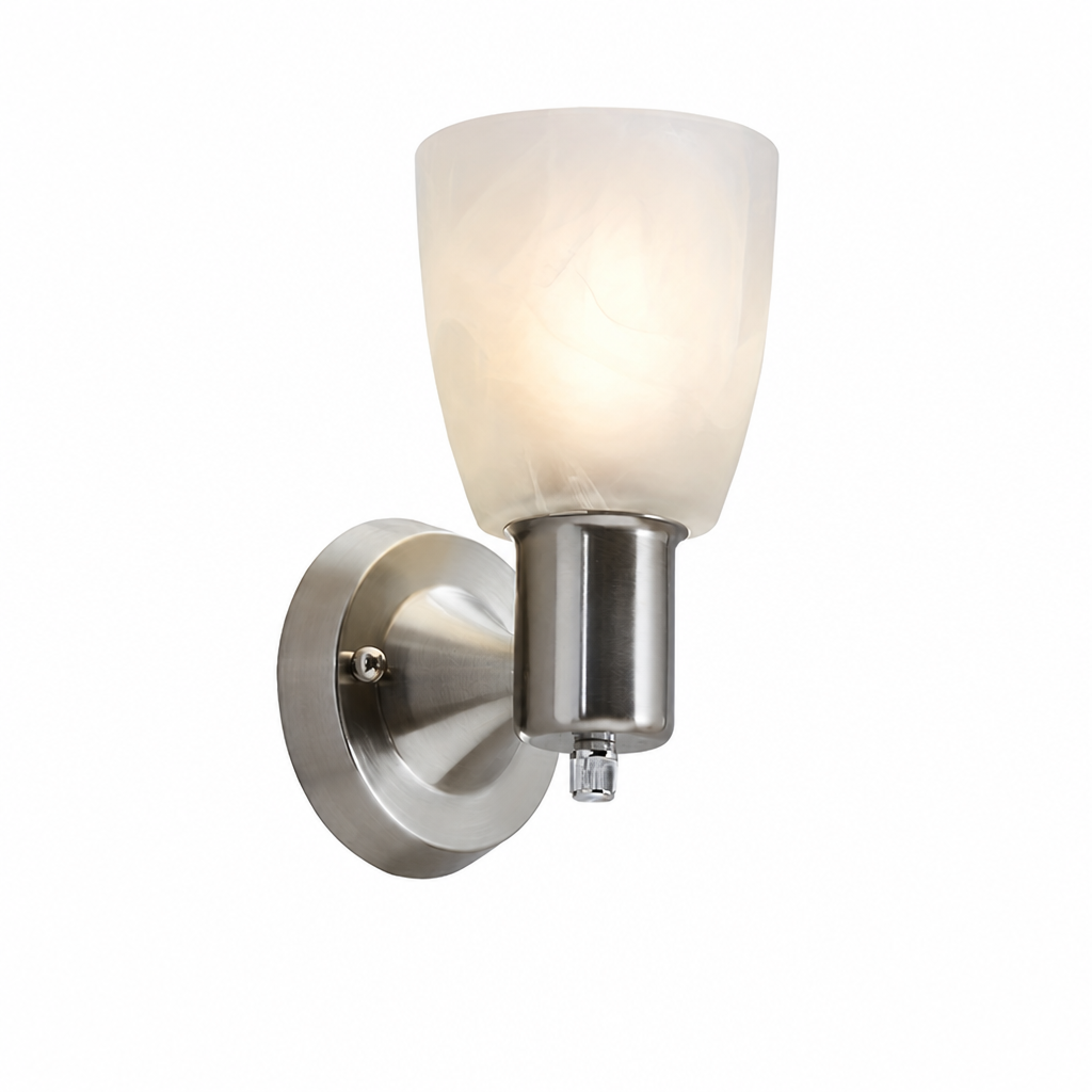 Modern Brushed Nickel Frosted Glass Wall Sconce