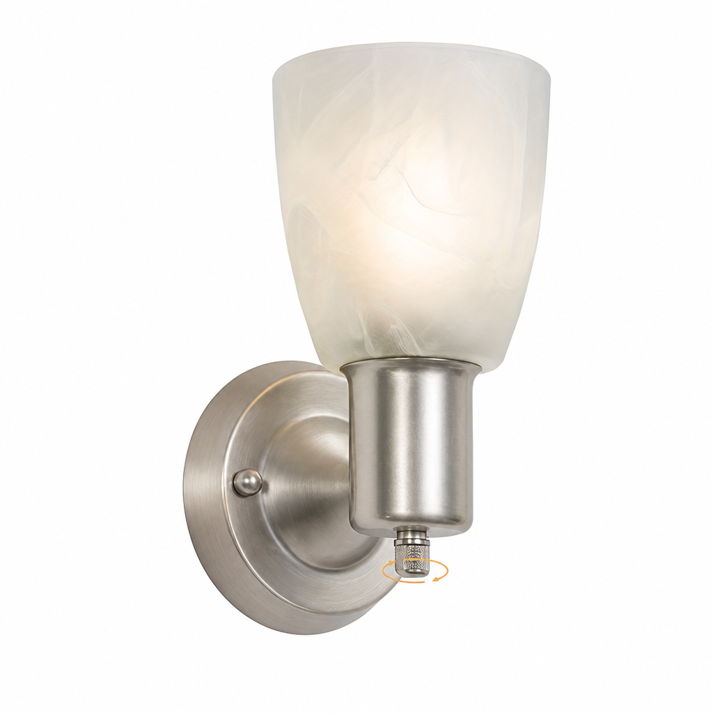 Modern Brushed Nickel Frosted Glass Wall Sconce