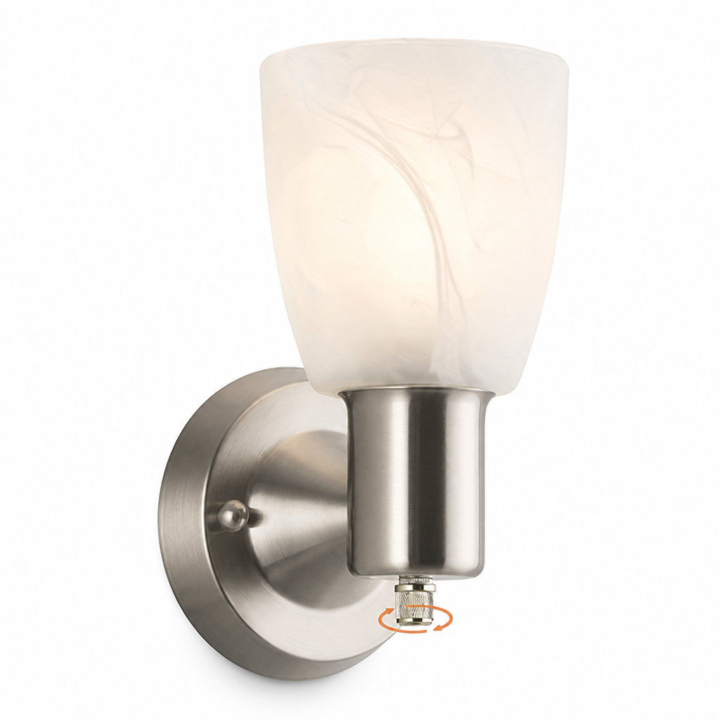 Modern Brushed Nickel Frosted Glass Wall Sconce