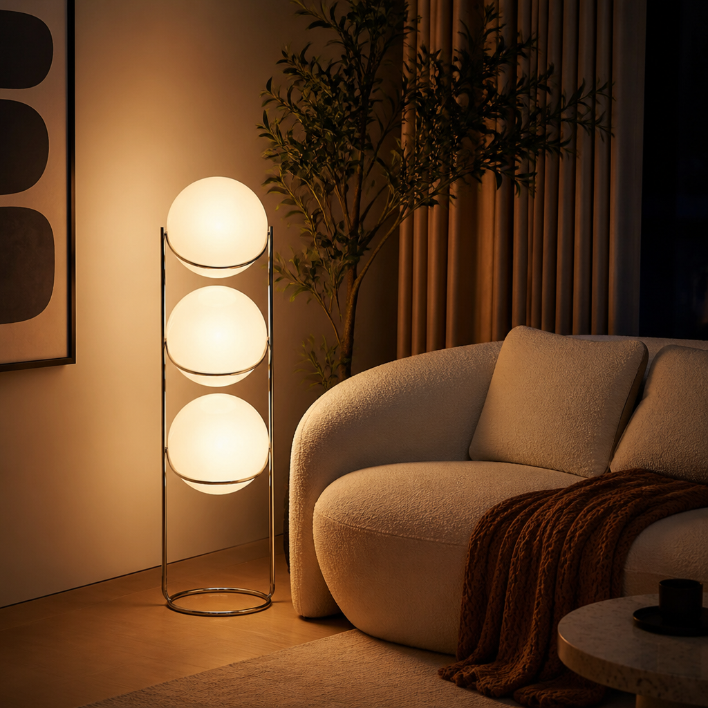 Modern Chrome Acrylic Globe Floor Lamp