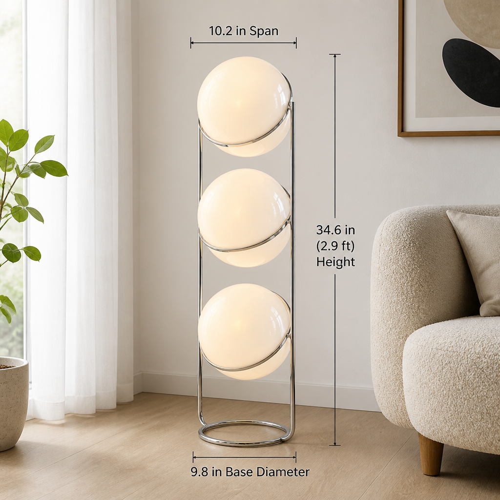 Modern Chrome Acrylic Globe Floor Lamp