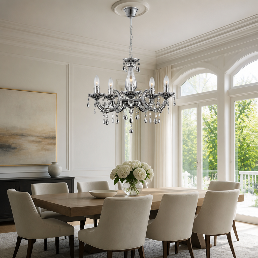 Modern Crystal Five-Arm Chandelier
