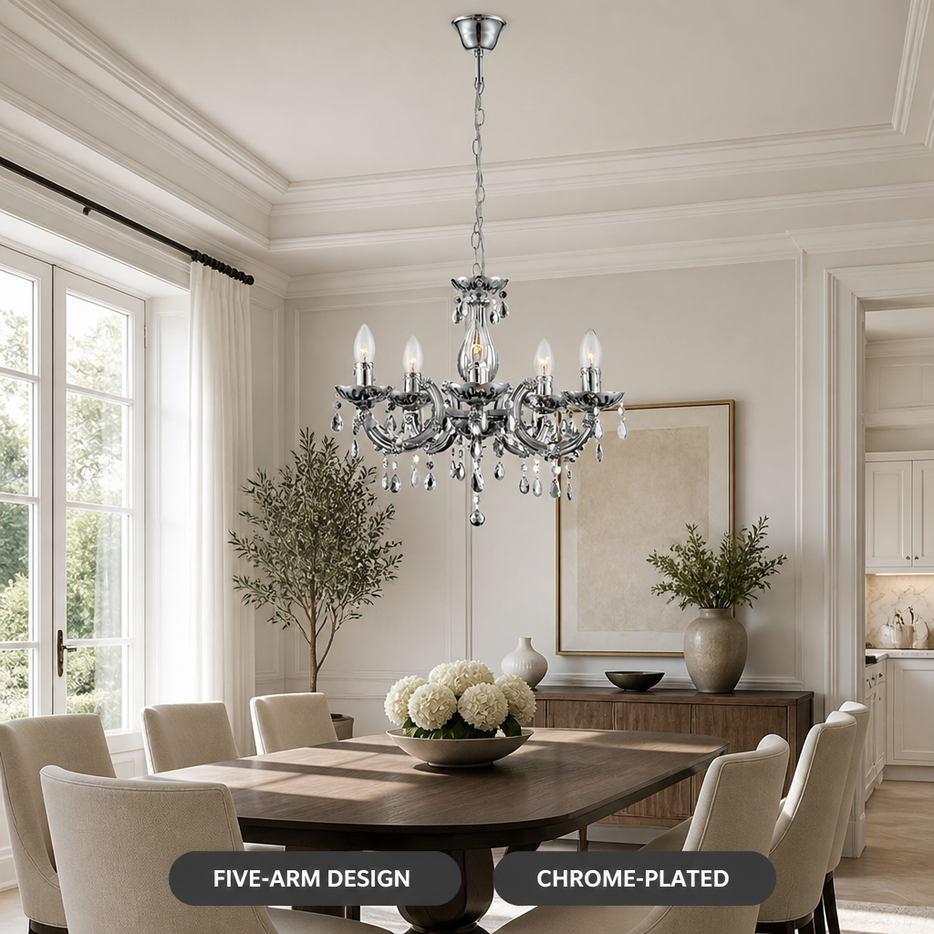 Modern Crystal Five-Arm Chandelier