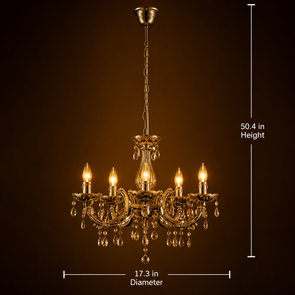 Modern Crystal Five-Arm Chandelier