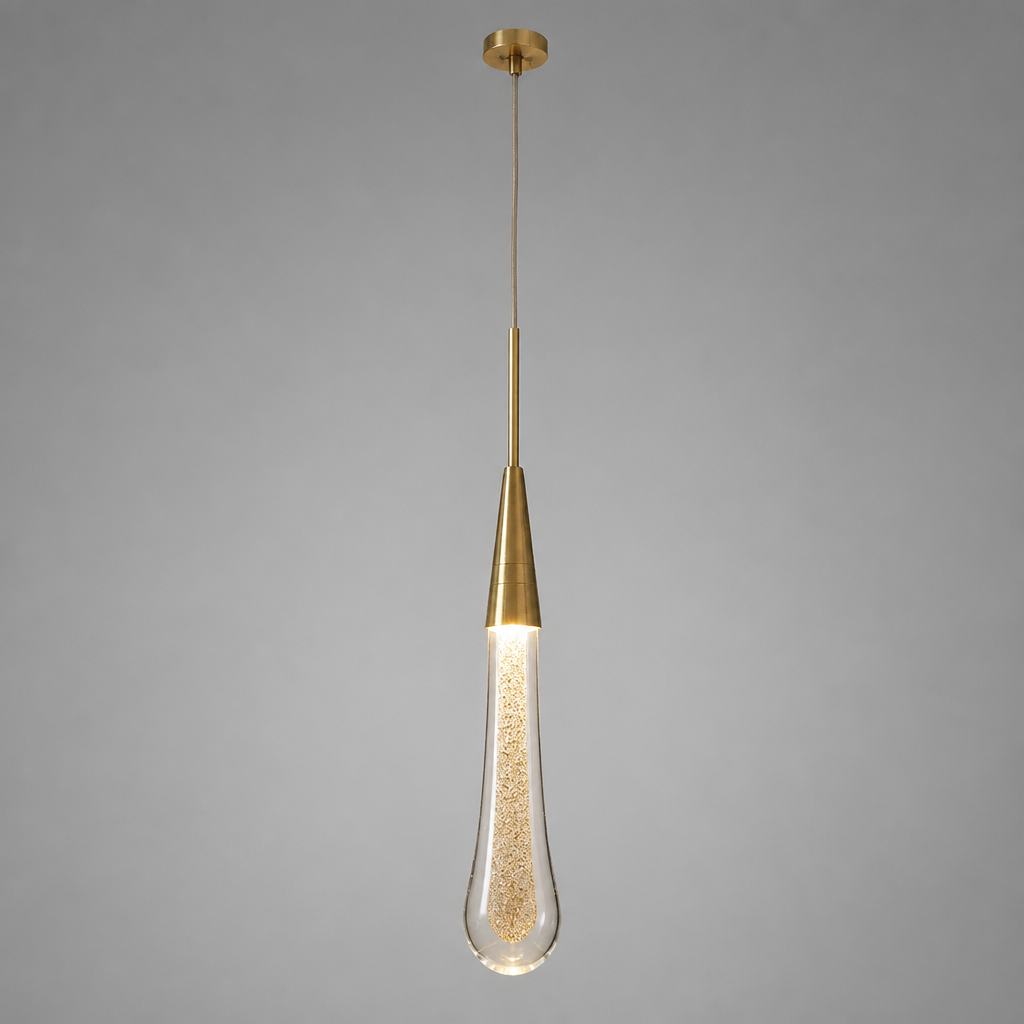 Modern Crystal Glass LED Tear-Drop Pendant Light