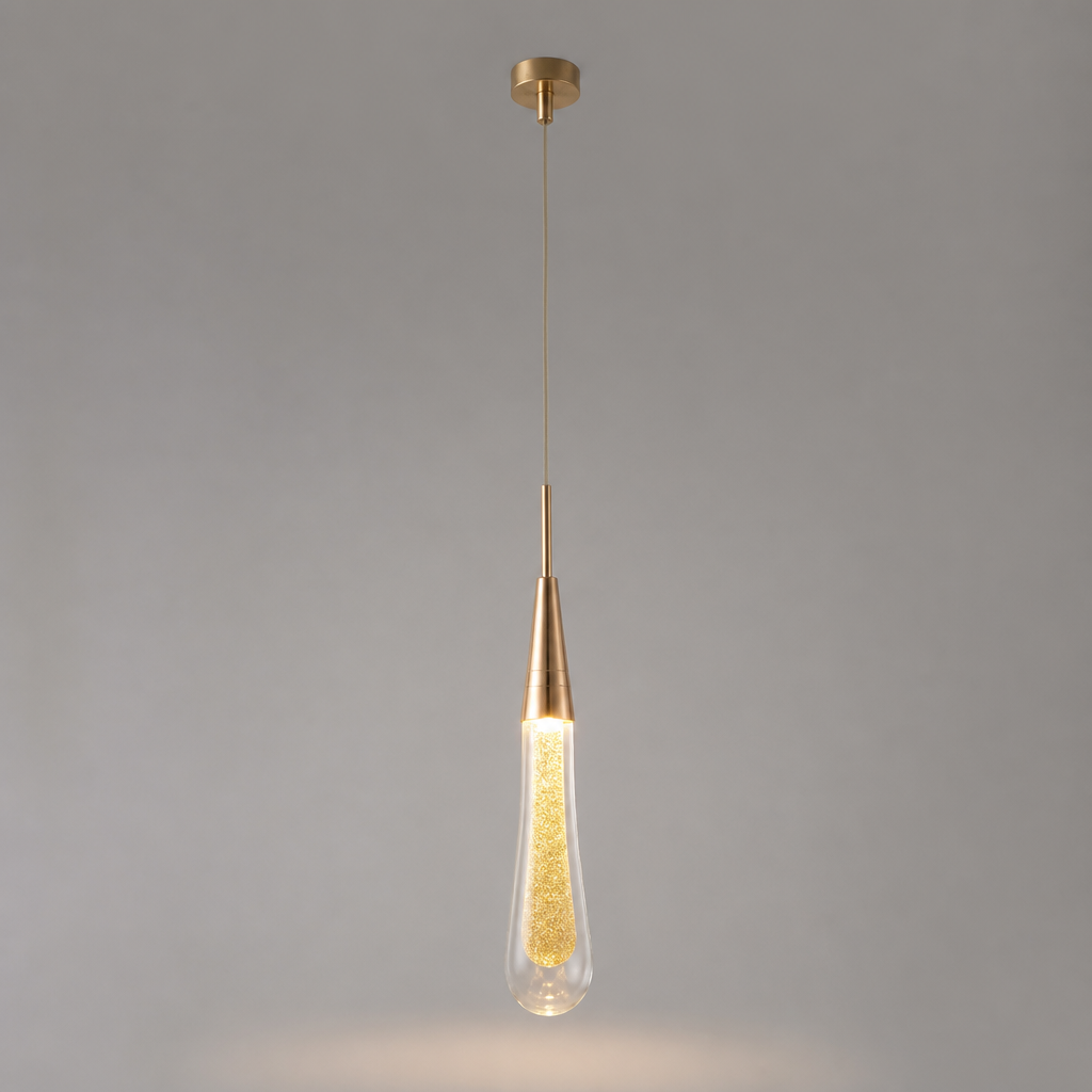 Modern Crystal Glass LED Tear-Drop Pendant Light