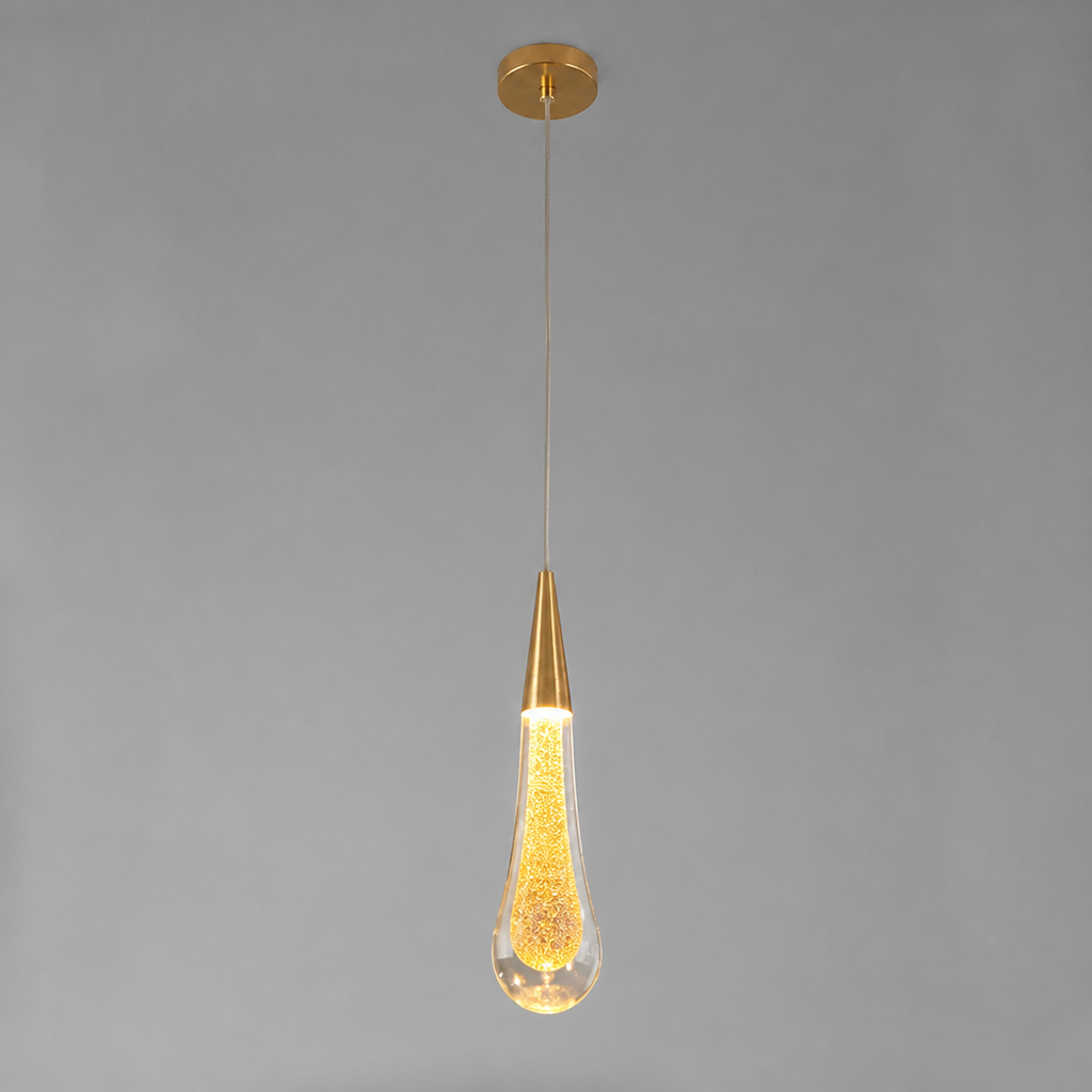 Modern Crystal Glass LED Teardrop Pendant Light