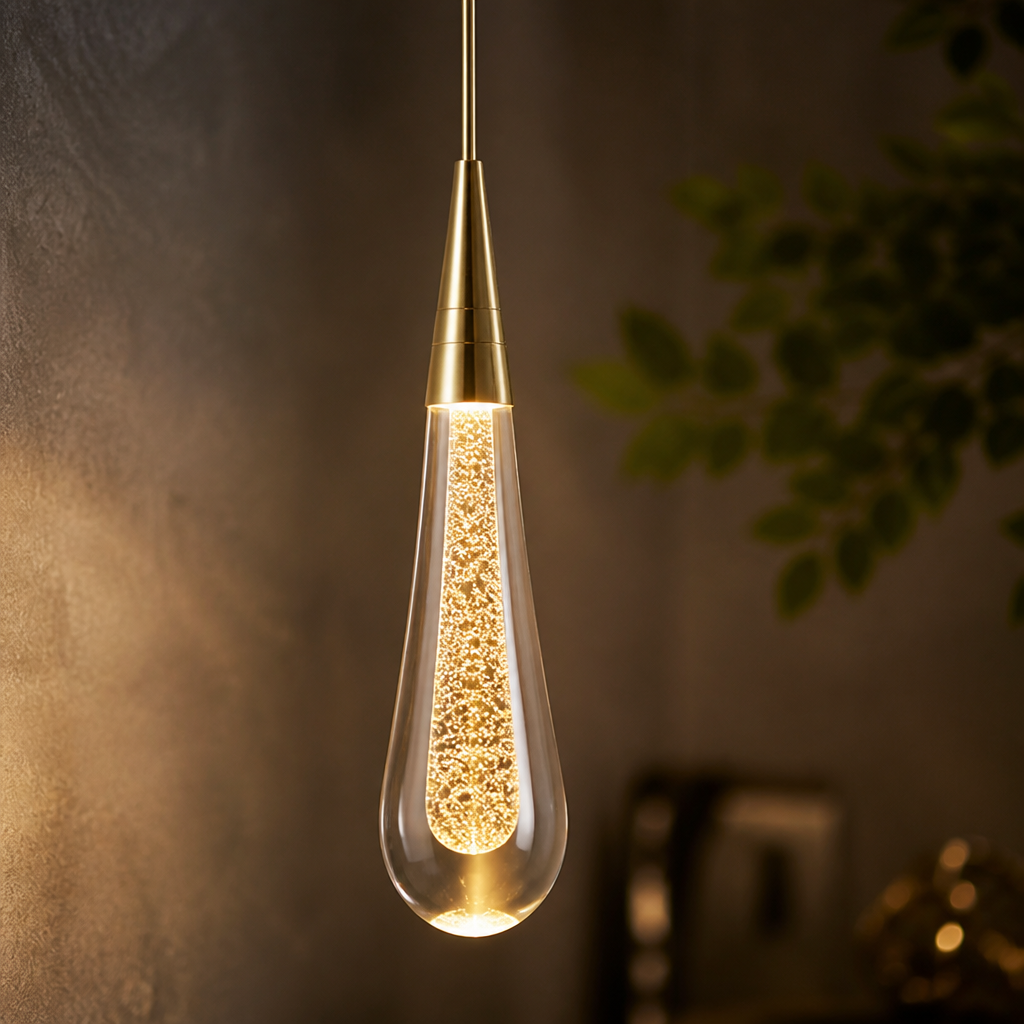 Modern Crystal Glass LED Teardrop Pendant Light