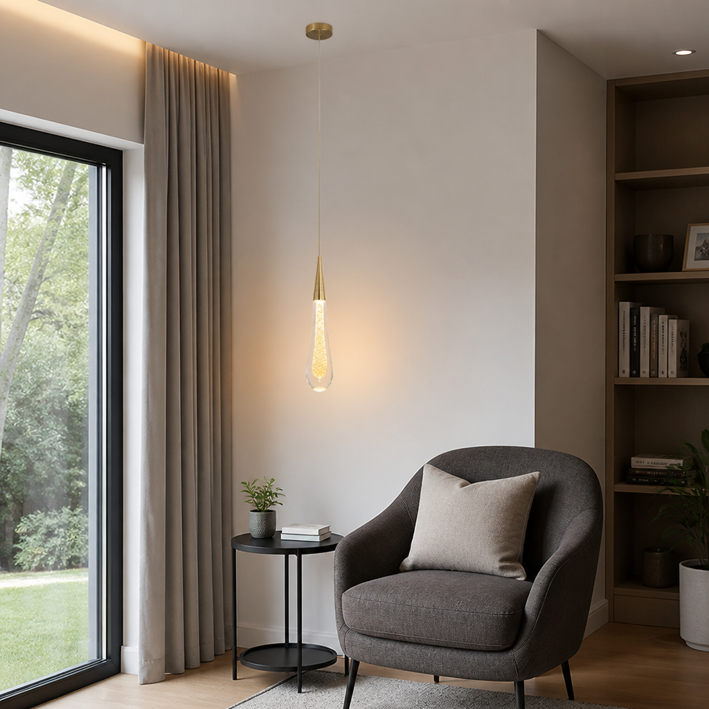 Modern Crystal Glass LED Teardrop Pendant Light