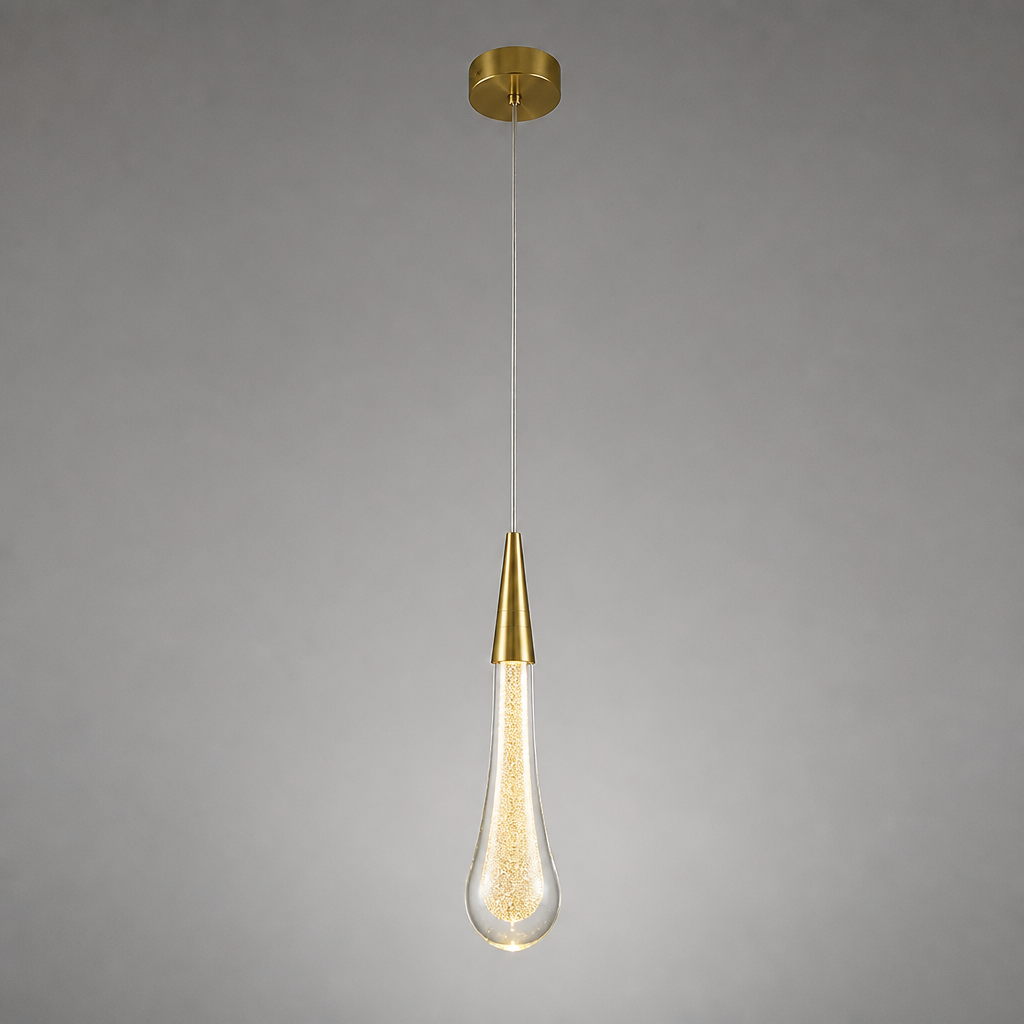 Modern Crystal Glass LED Teardrop Pendant Light
