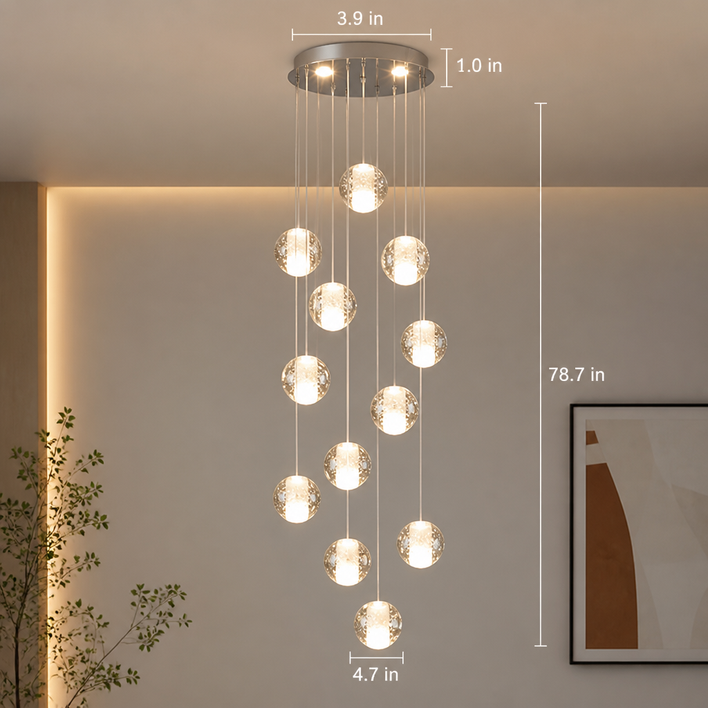 Modern Crystal LED Ball Chandelier