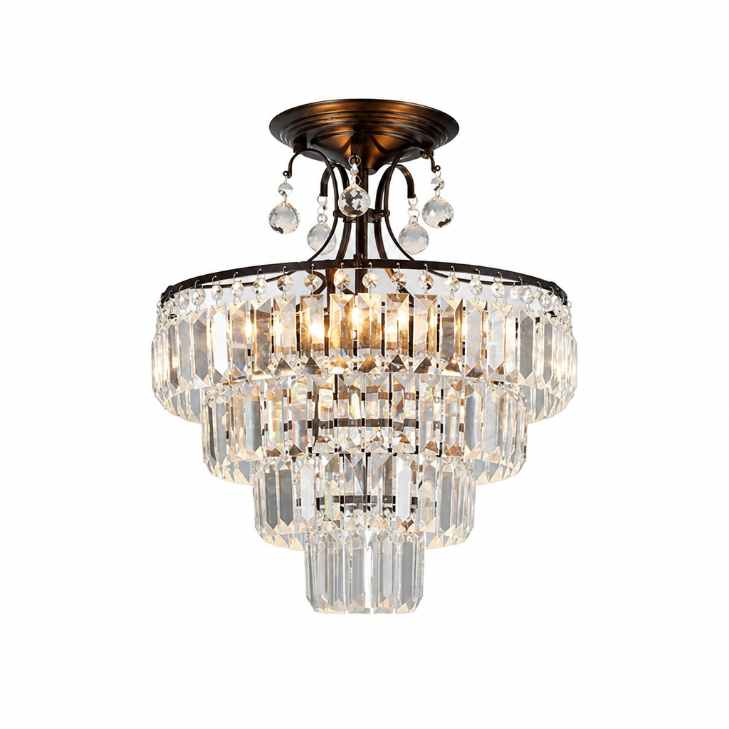 Modern Crystal Semi-Flush Ceiling Light