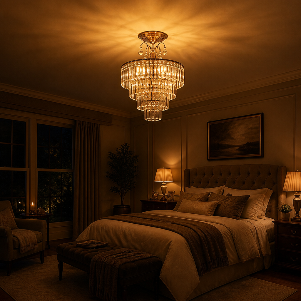 Modern Crystal Semi-Flush Ceiling Light