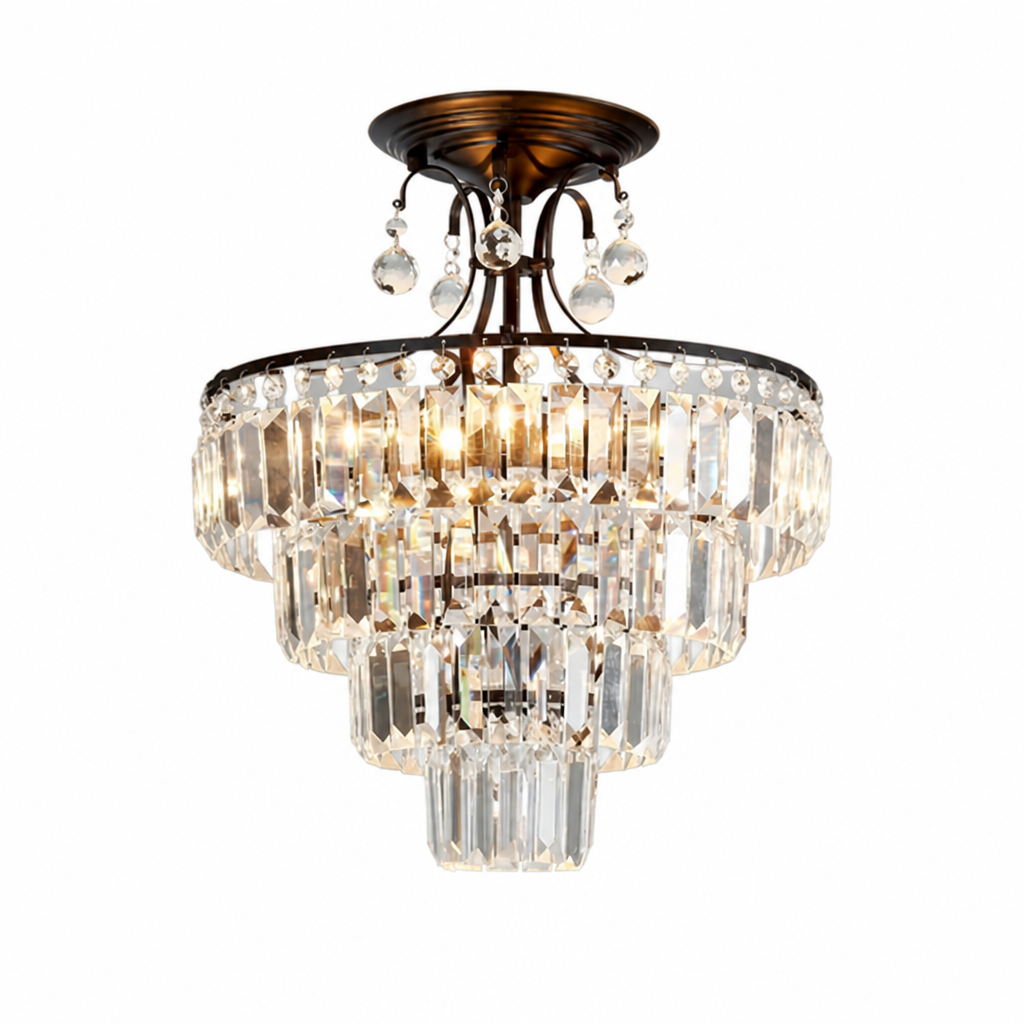 Modern Crystal Semi-Flush Chandelier