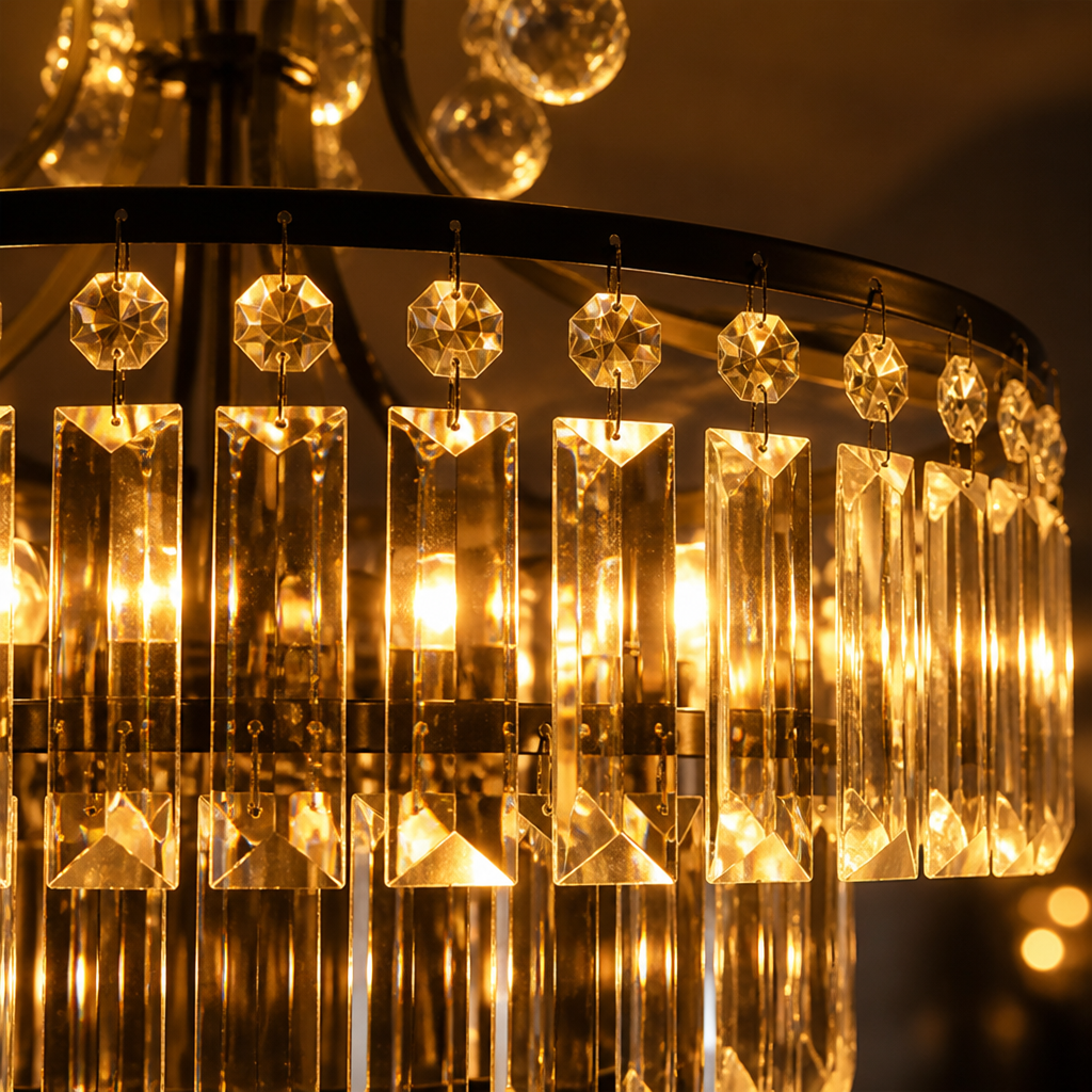 Modern Crystal Semi-Flush Chandelier