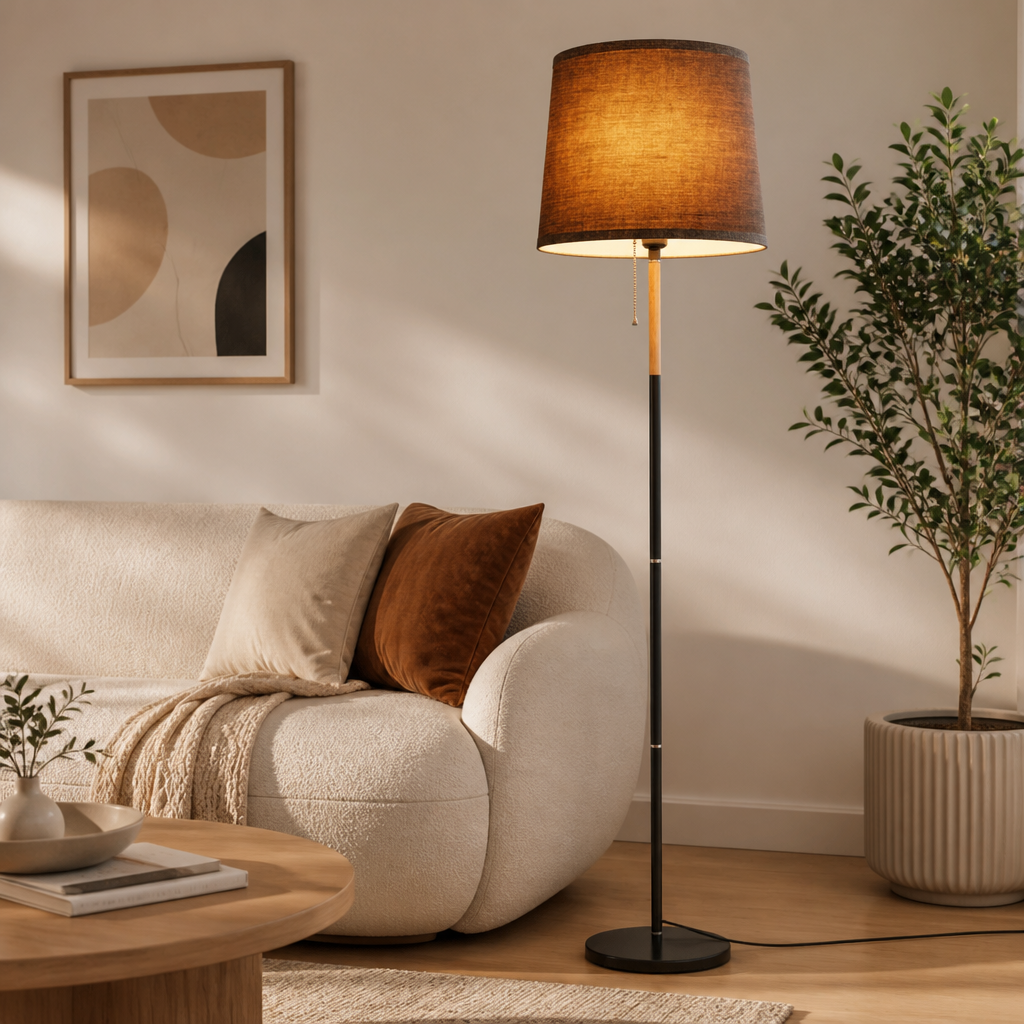 Modern Fabric Pole Floor Lamp