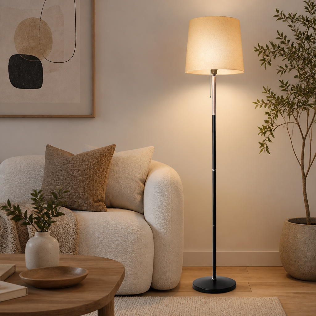 Modern Fabric Pole Floor Lamp
