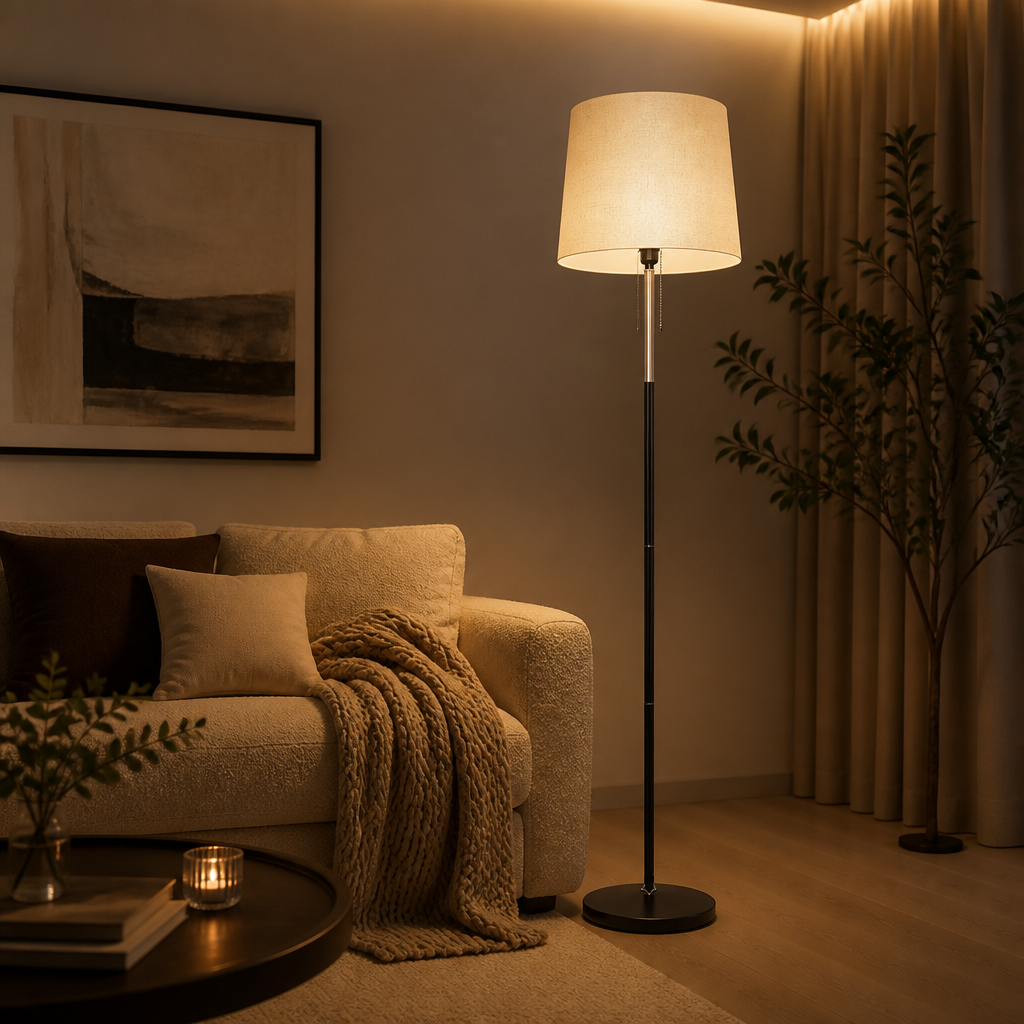 Modern Fabric Pole Floor Lamp