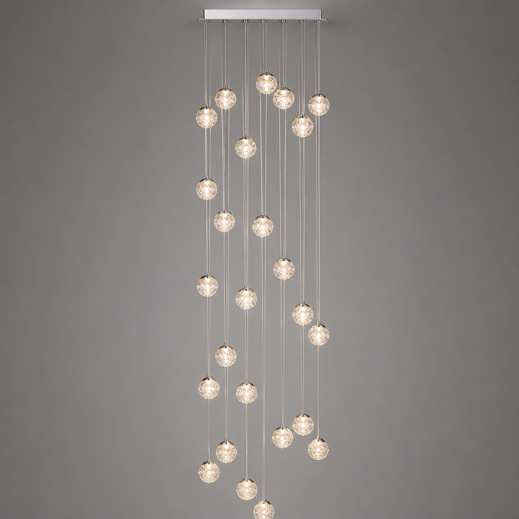 Modern Glass LED Crystal Ball Pendant Light