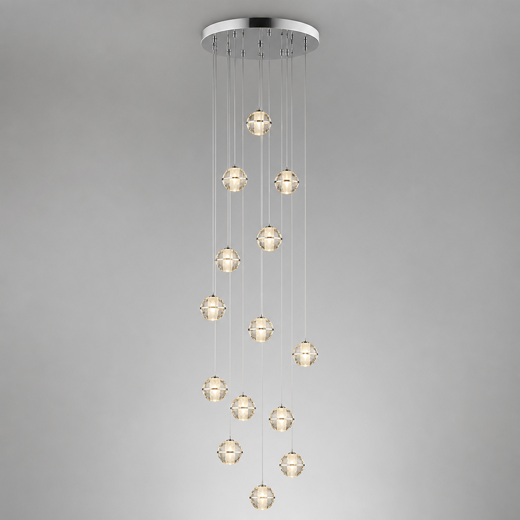 Modern Glass LED Crystal Ball Pendant Light