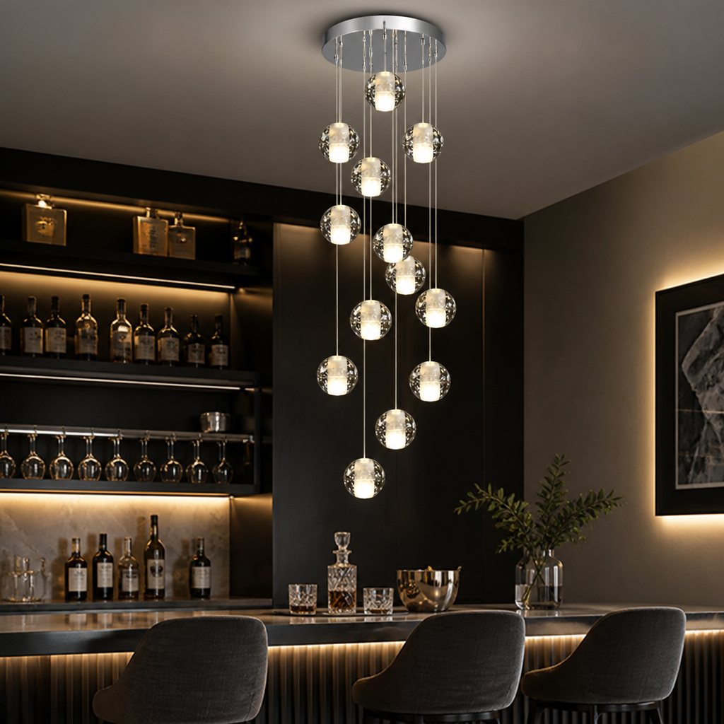 Modern Glass LED Crystal Ball Pendant Light
