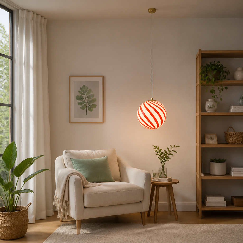 Modern Glass LED Lollipop Ball Pendant Light