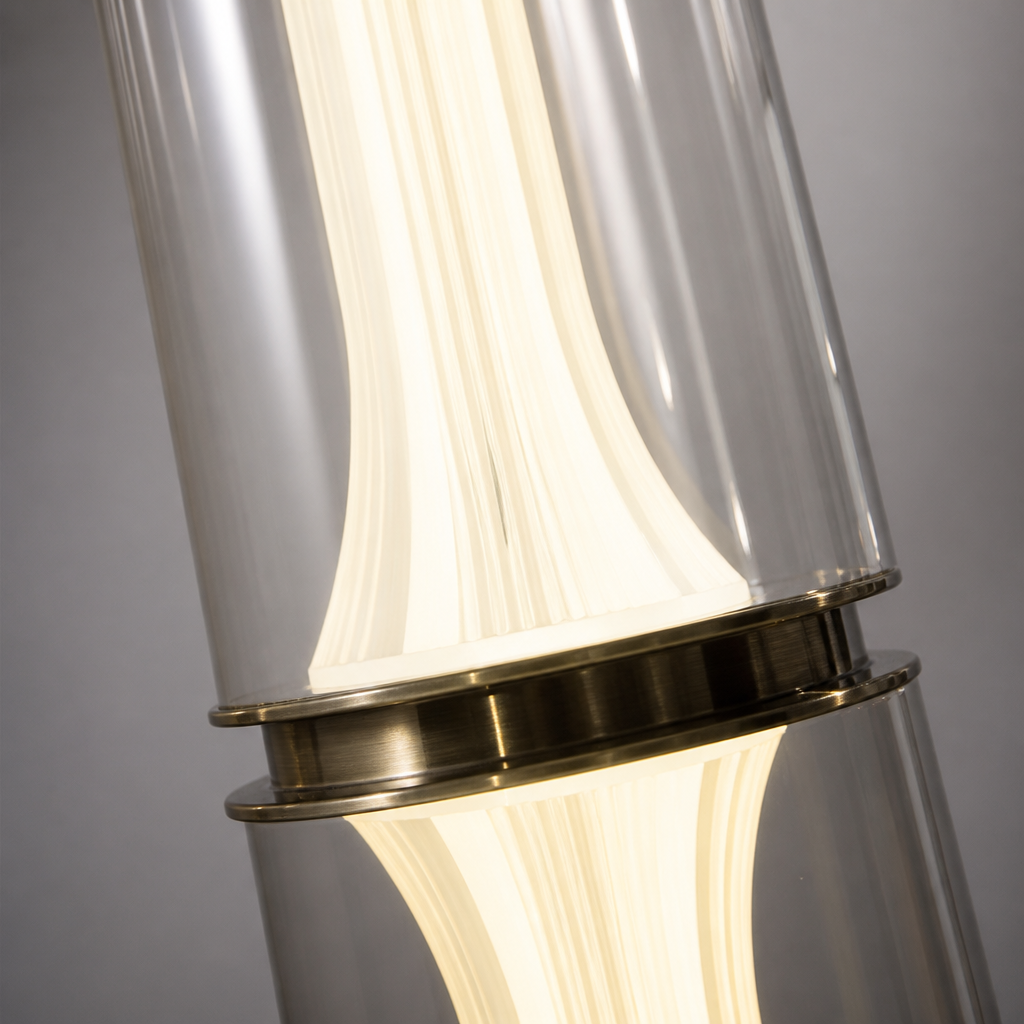 Modern Glass & Metal LED Linear Chandelier
