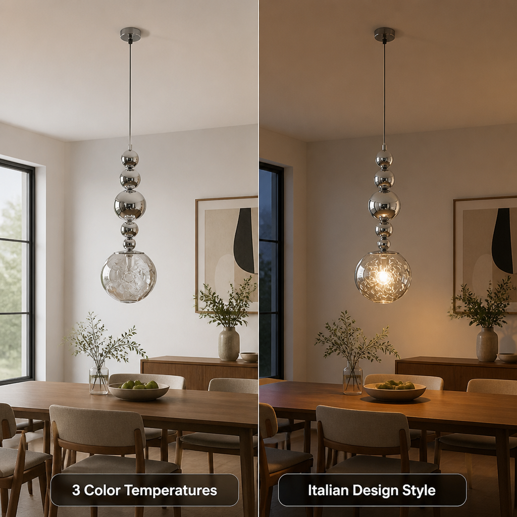 Modern Glass & Metal LED Pendant Light