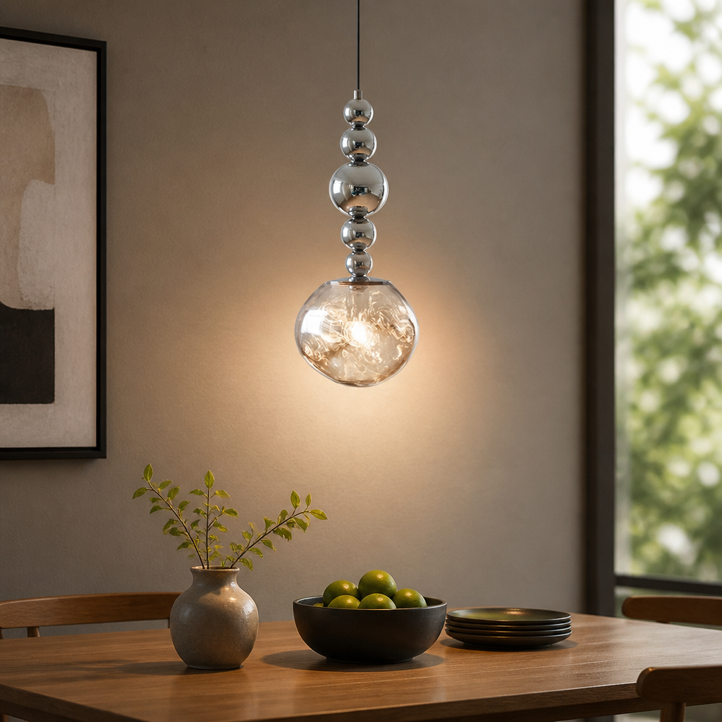 Modern Glass & Metal LED Pendant Light