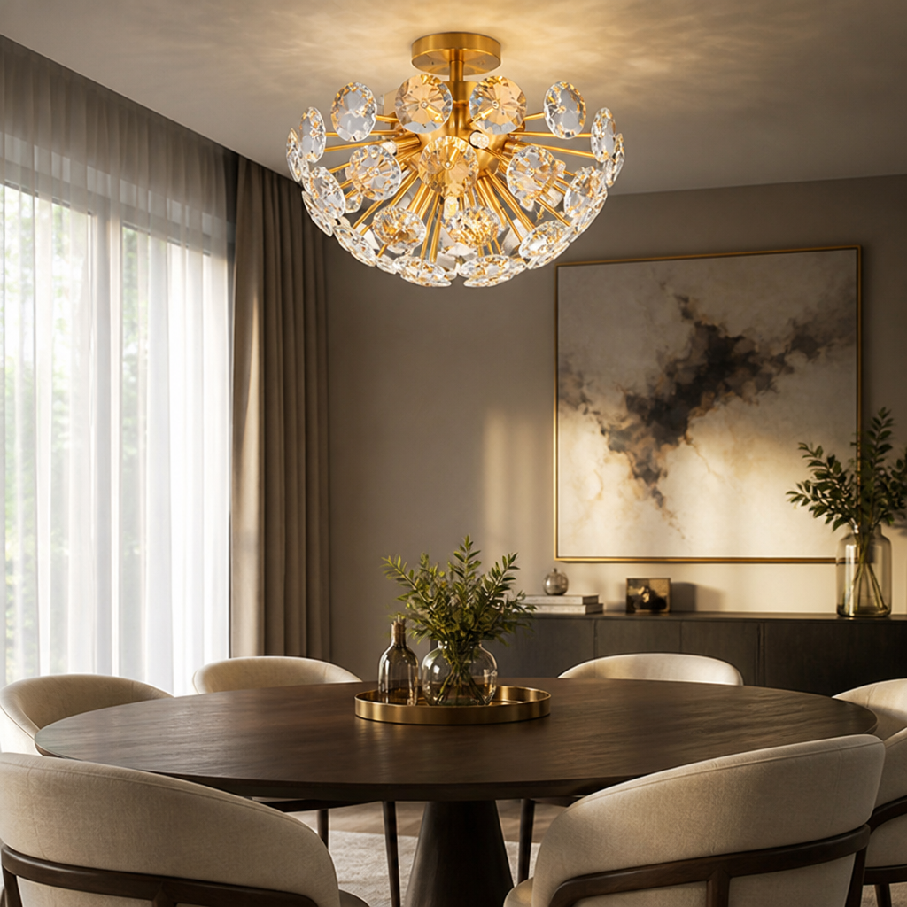 Modern Gold Crystal Chandelier
