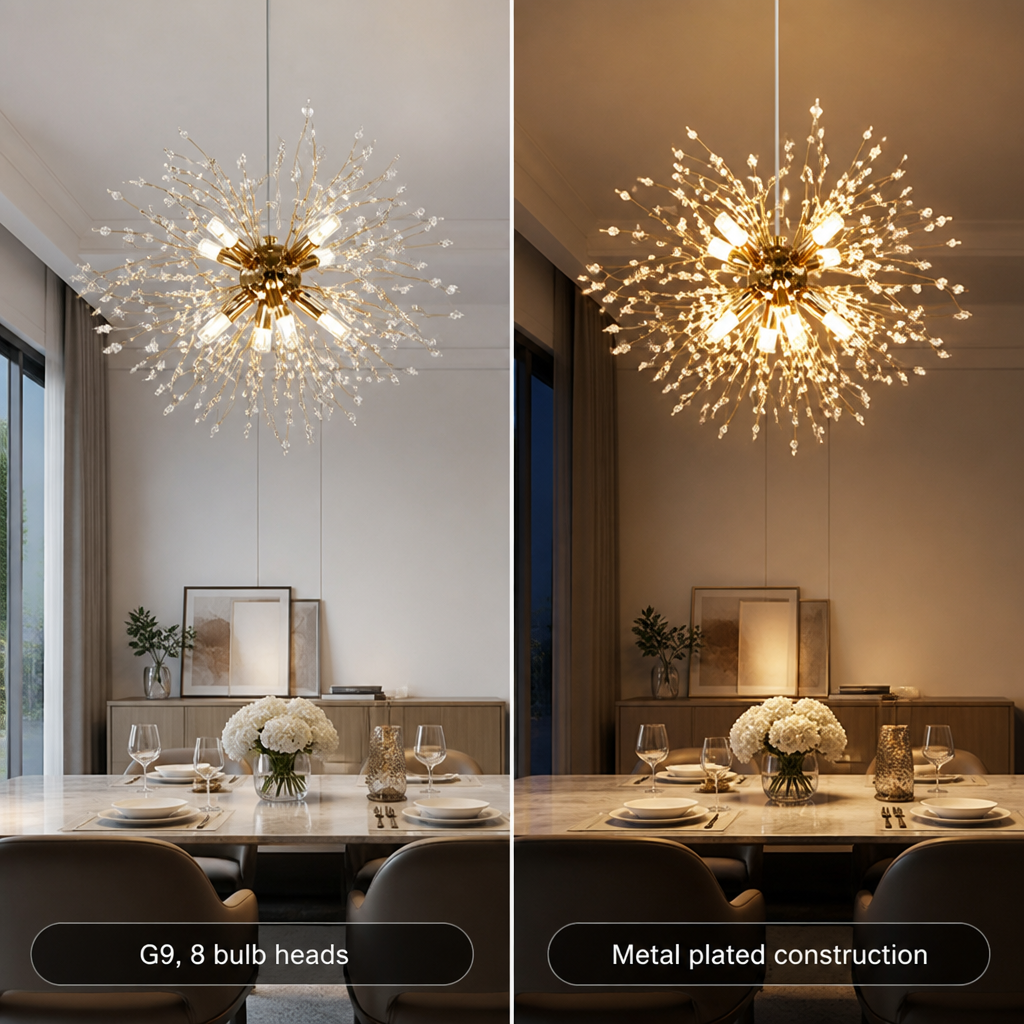 Modern Gold Crystal Dandelion Chandelier