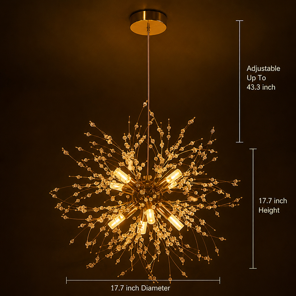 Modern Gold Crystal Dandelion Chandelier
