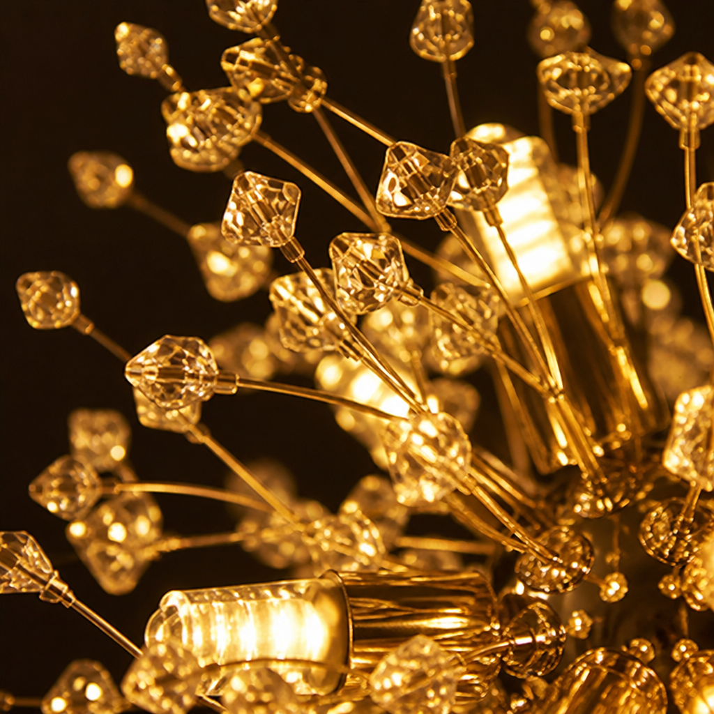 Modern Gold Crystal Dandelion Chandelier