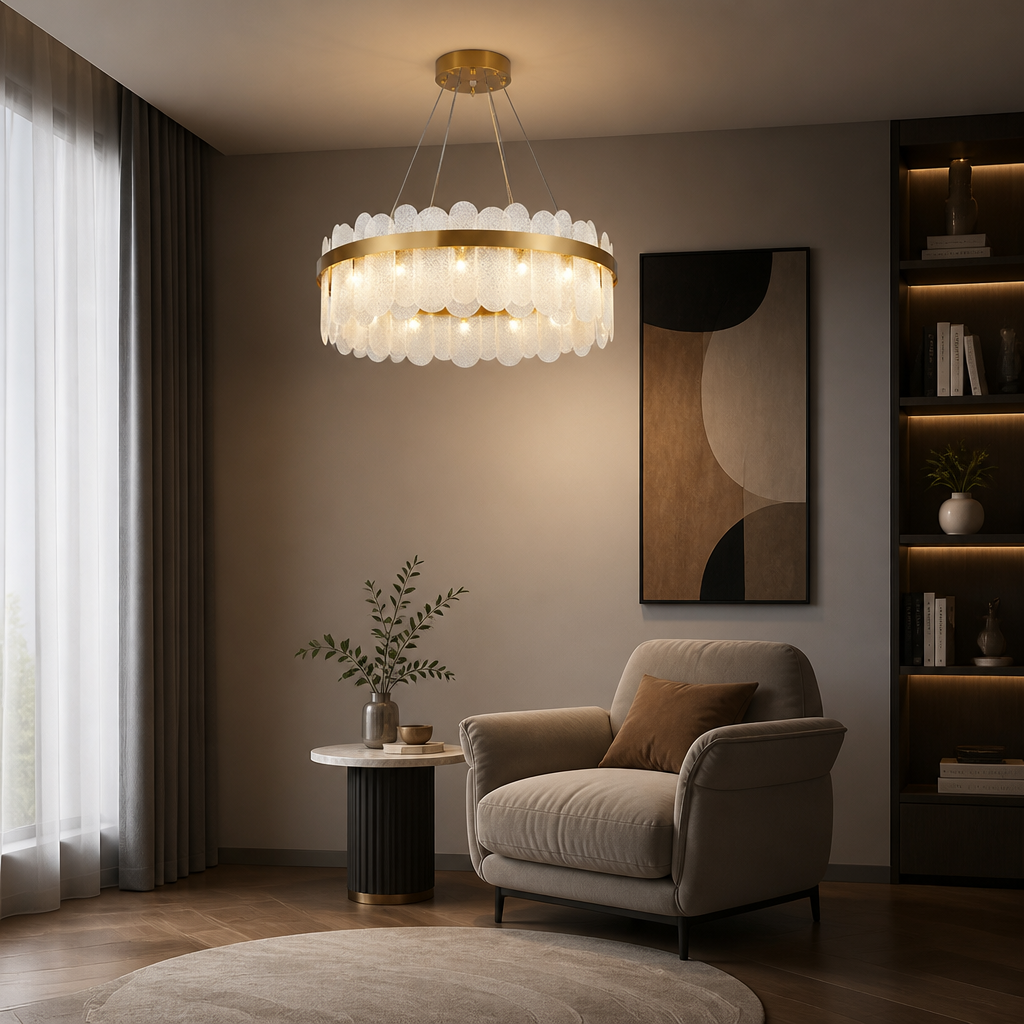 Modern Gold Crystal LED Ring Chandelier