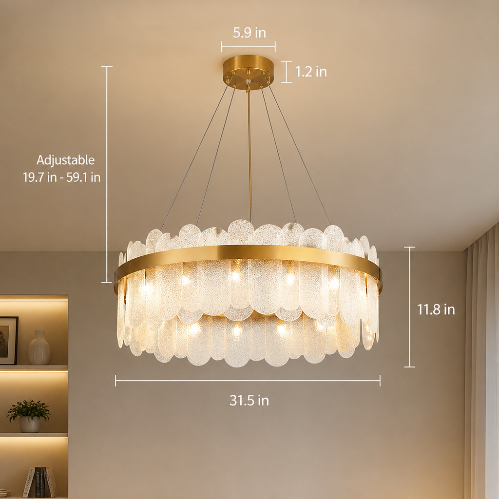Modern Gold Crystal LED Ring Chandelier