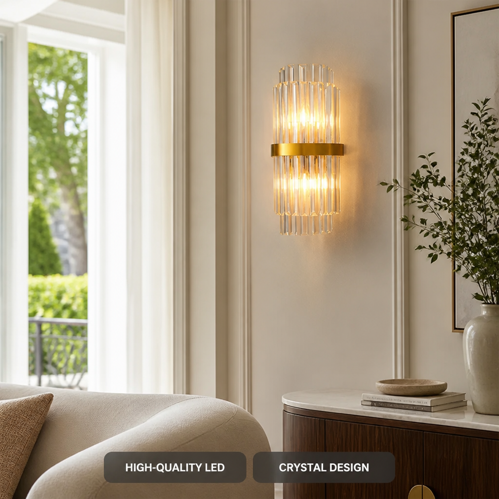 Modern Gold Crystal LED Wall Sconce