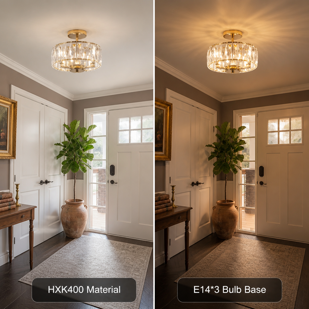 Modern Gold Crystal Mini Semi-Embedded Pendant Light