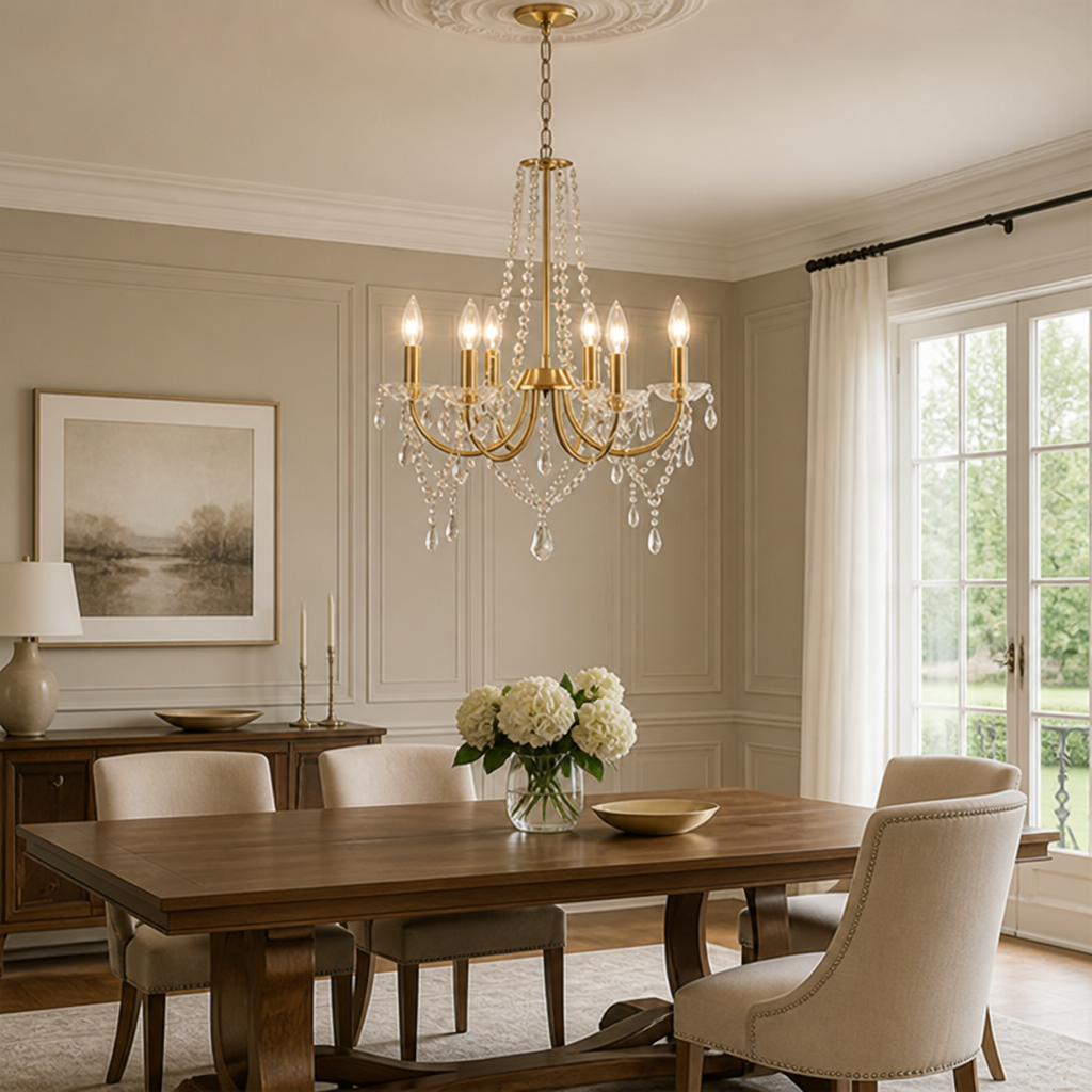 Modern Gold Crystal Pendant Light