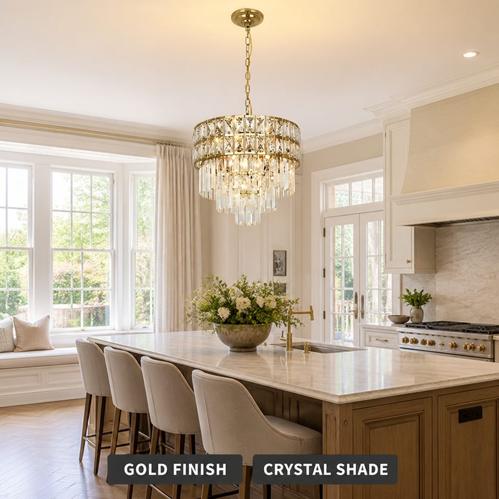 Modern Gold Crystal Pendant Light