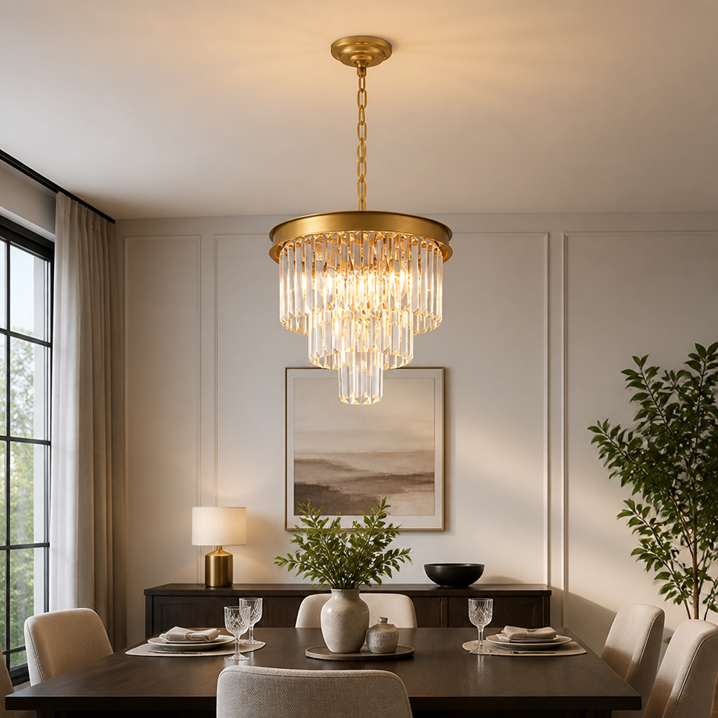 Modern Gold Crystal Pendant Light