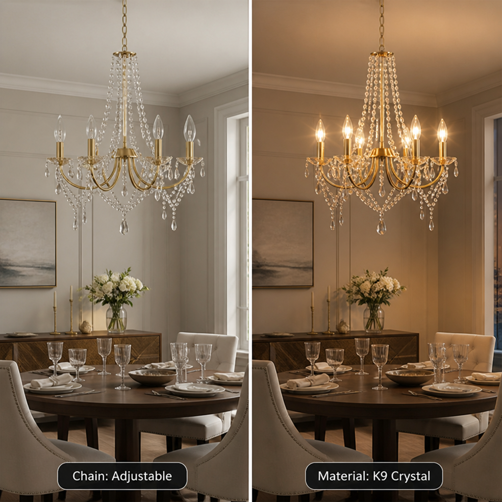 Modern Gold Crystal Pendant Light