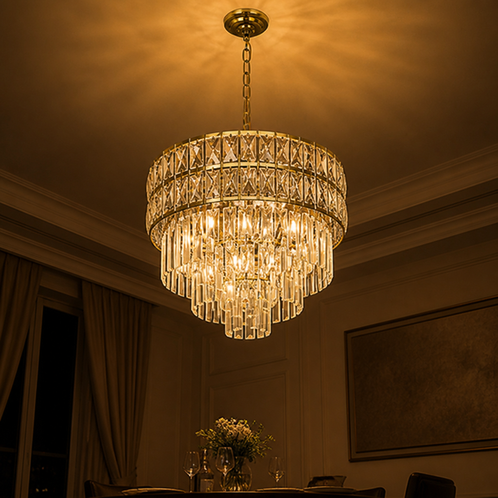 Modern Gold Crystal Pendant Light