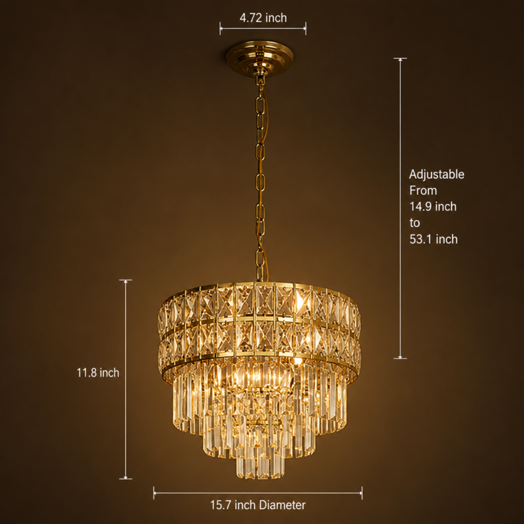 Modern Gold Crystal Pendant Light
