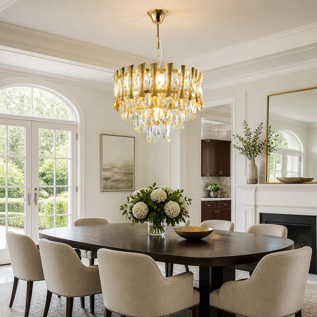 Modern Gold Crystal Round Chandelier