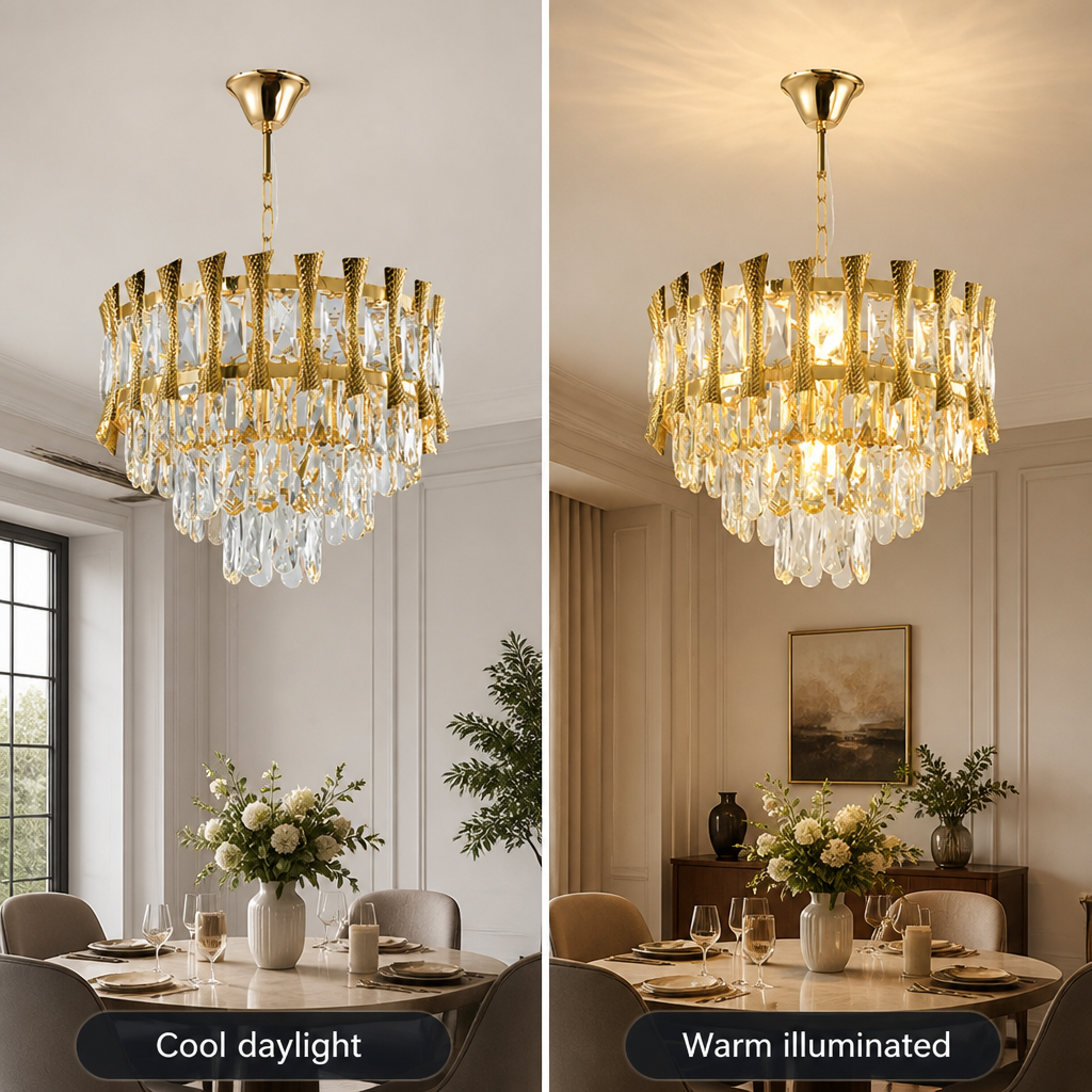 Modern Gold Crystal Round Chandelier