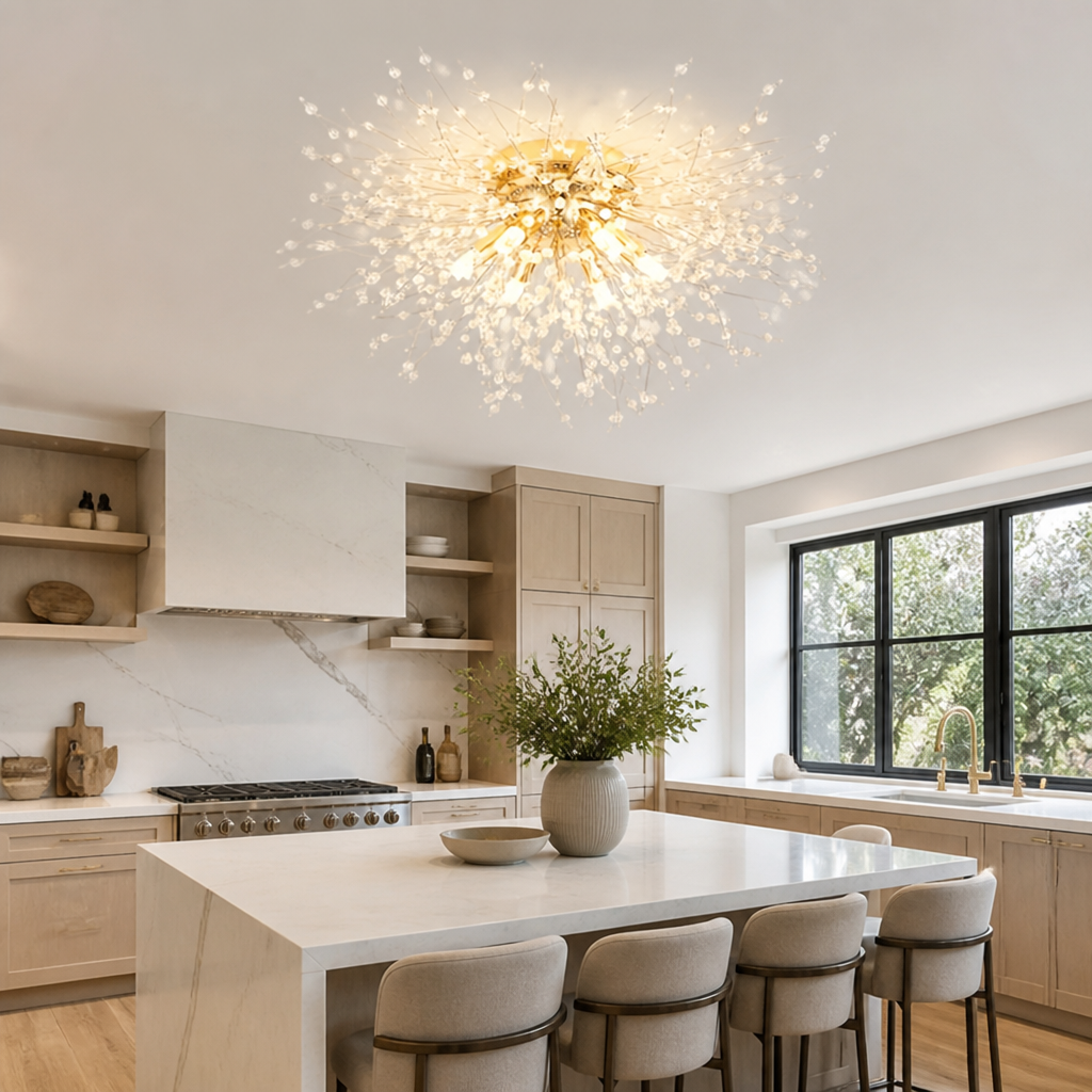 Modern Gold Crystal Sputnik Ceiling Light