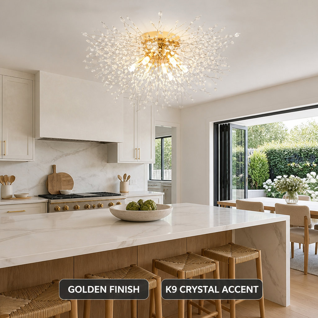Modern Gold Crystal Sputnik Ceiling Light